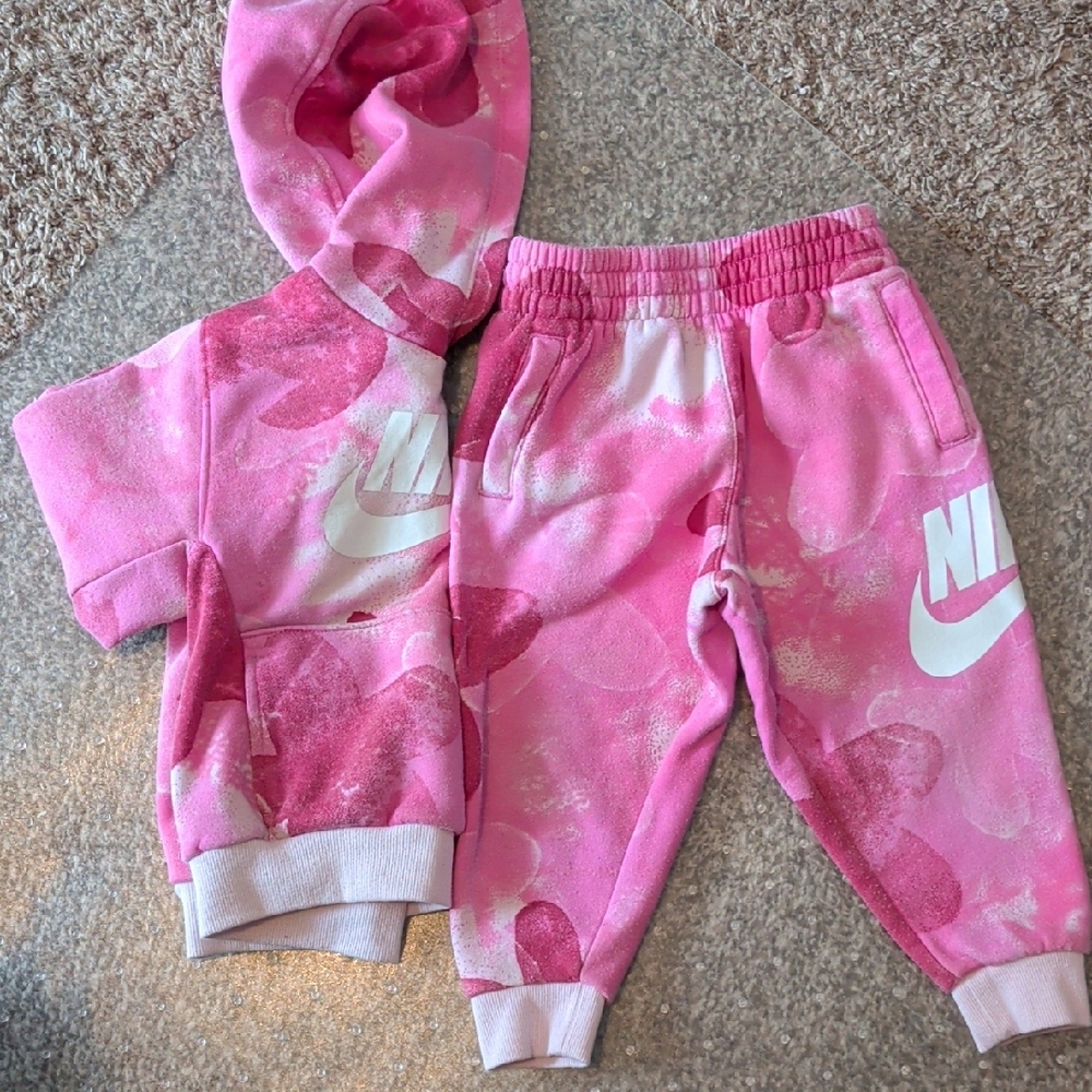Nike Kids Pink Tie-Dye Joggers and Hoodie Set